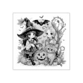 Bruxinhas Kawaii com Gatinho e Abóboras  Gummistempel (Prägung)
