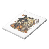 Bruxinhas Kawaii com Gatinho e Abóboras  Notizblock (Rotiert)