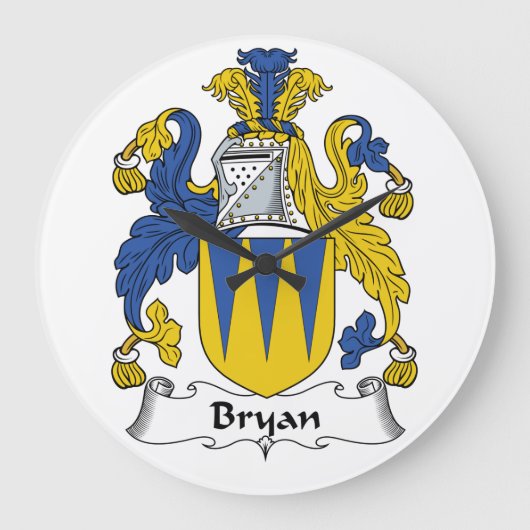 Bryan Family Crest Große Wanduhr (Vorderseite)