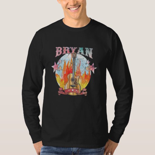 Bryan Guitar Musician 70s Western Texas Legends Li T-Shirt (Vorderseite)