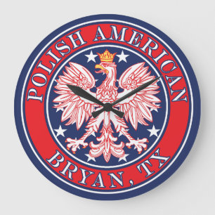 Bryan Texas Polnischer Adler Große Wanduhr