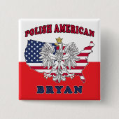 Bryan Texas Polnischer Amerikaner Button (Vorderseite)