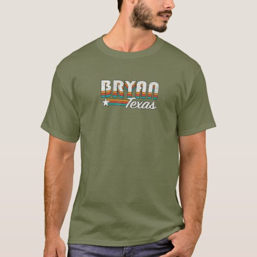 BRYAN TX / Bryan Texas Retro Rainbow Design T-Shirt (Vorderseite)