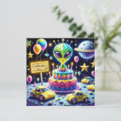 BRYANT ~ Geburtstagskarte ~ Alien Birthday Cake ~ (Stehend Vorderseite)