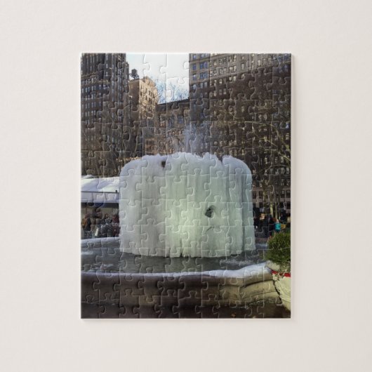 Bryant Park NYC Frozen Weihnachtsbrunnen Foto Puzzle (Vertikal)
