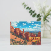 Bryce Canyon Hoodoos Vintage Art Postkarte (Stehend Vorderseite)