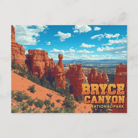 Bryce Canyon Hoodoos Vintage Art Postkarte (Vorderseite)