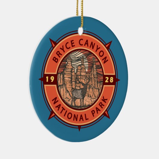 Bryce Canyon Nationalpark Elk Retro Compass Keramik Ornament (Rechts)