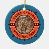 Bryce Canyon Nationalpark Elk Retro Compass Keramik Ornament (Vorne)