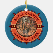 Bryce Canyon Nationalpark Elk Retro Compass Keramik Ornament (Hinten)