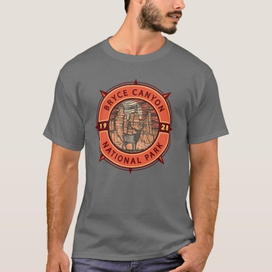 Bryce Canyon Nationalpark Elk Retro Compass T-Shirt (Vorderseite)