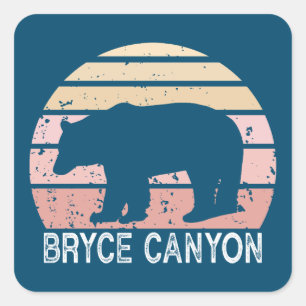 Bryce Canyon Nationalpark Retro Bear Quadratischer Aufkleber