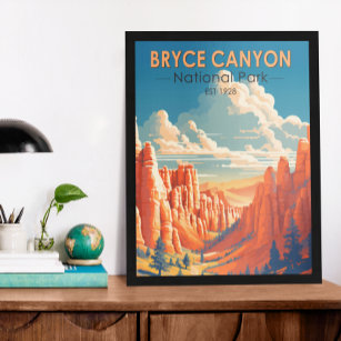 Bryce Canyon Nationalpark Travel Art Vintag Poster
