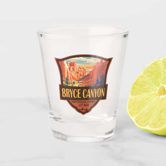 Bryce Canyon Nationalpark Travel Art Vintag Schnapsglas (Vorderseite)