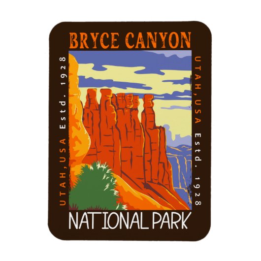 Bryce Canyon Nationalpark Utah Distressed Magnet (Vertikal)