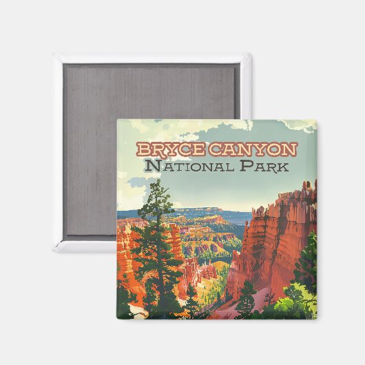 Bryce Canyon Nationalpark Utah Hoodoo Retro Magnet (Vorderseite/Rückseite)