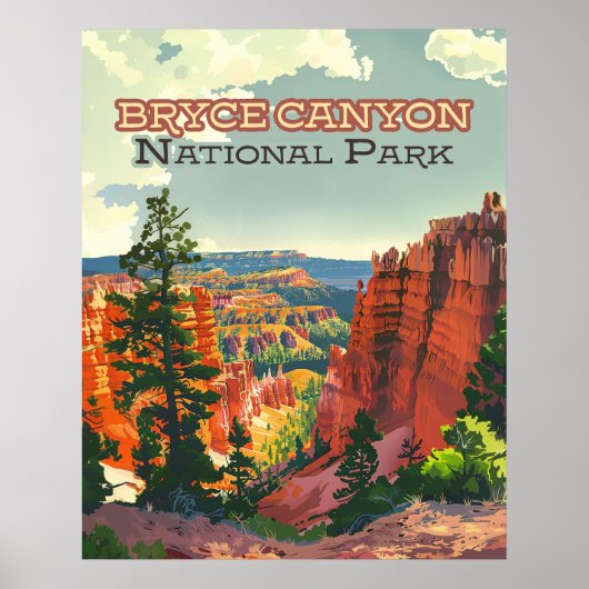 Bryce Canyon Nationalpark Utah Hoodoo Retro Poster (Vorne)