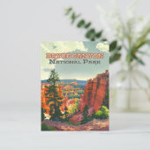 Bryce Canyon Nationalpark Utah Hoodoo Retro Postkarte (Stehend Vorderseite)