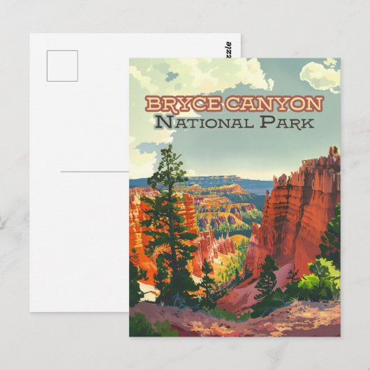 Bryce Canyon Nationalpark Utah Hoodoo Retro Postkarte (Vorne/Hinten)