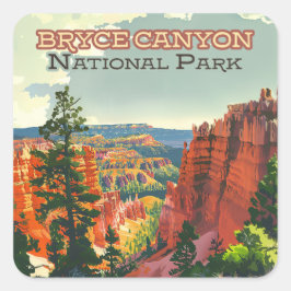 Bryce Canyon Nationalpark Utah Hoodoo Retro Quadratischer Aufkleber