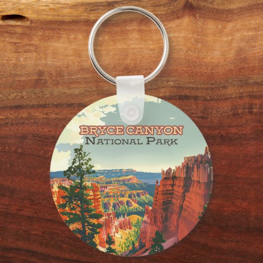 Bryce Canyon Nationalpark Utah Hoodoo Retro Schlüsselanhänger (Vorderseite)