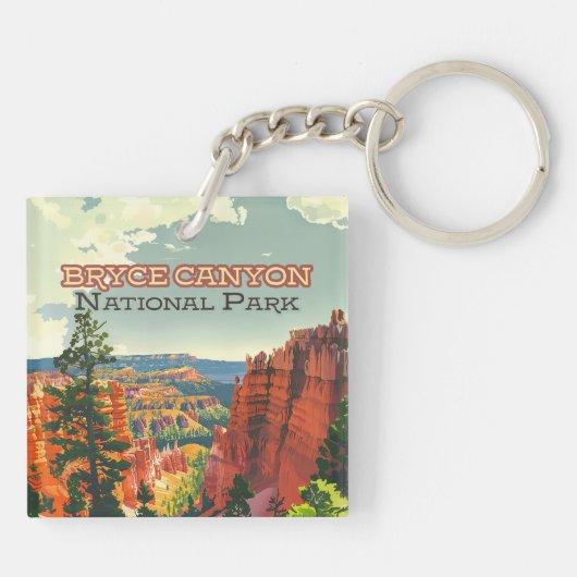 Bryce Canyon Nationalpark Utah Hoodoo Retro Schlüsselanhänger (Rückseite)