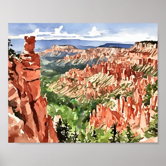 Bryce Canyon Nationalpark Watercolor Poster (Vorne)