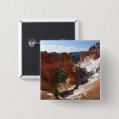 Bryce Canyon Natural Bridge Snowy Landscape Foto Button (Vorne & Hinten)