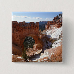 Bryce Canyon Natural Bridge Snowy Landscape Foto Button