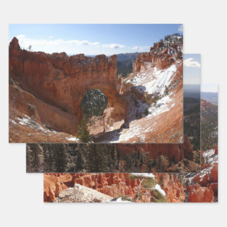 Bryce Canyon Natural Bridge Snowy Landscape Foto Geschenkpapier Set