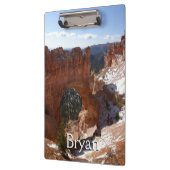 Bryce Canyon Natural Bridge Snowy Landscape Foto Klemmbrett (Links)