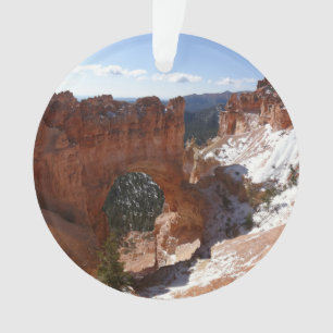 Bryce Canyon Natural Bridge Snowy Landscape Foto Ornament
