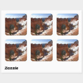 Bryce Canyon Natural Bridge Snowy Landscape Foto Quadratischer Aufkleber (Blatt)