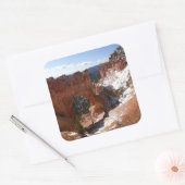Bryce Canyon Natural Bridge Snowy Landscape Foto Quadratischer Aufkleber (Umschlag)