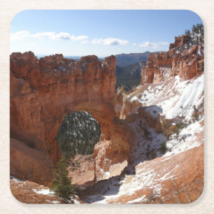 Bryce Canyon Natural Bridge Snowy Landscape Foto Rechteckiger Pappuntersetzer