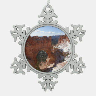 Bryce Canyon Natural Bridge Snowy Landscape Foto Schneeflocken Zinn-Ornament