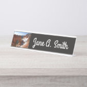 Bryce Canyon Natural Bridge Snowy Landscape Foto Schreibtischnamensplakette (Vorderseite )