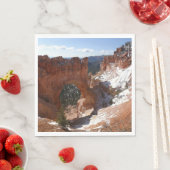 Bryce Canyon Natural Bridge Snowy Landscape Foto Serviette (Beispiel)
