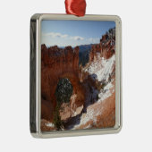 Bryce Canyon Natural Bridge Snowy Landscape Foto Silbernes Ornament (Rechts)