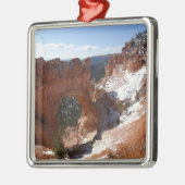 Bryce Canyon Natural Bridge Snowy Landscape Foto Silbernes Ornament (Links)