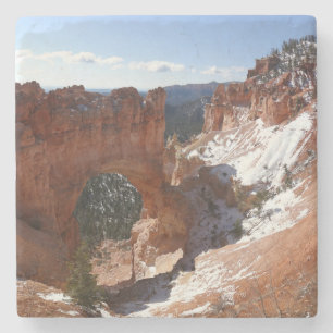 Bryce Canyon Natural Bridge Snowy Landscape Foto Steinuntersetzer