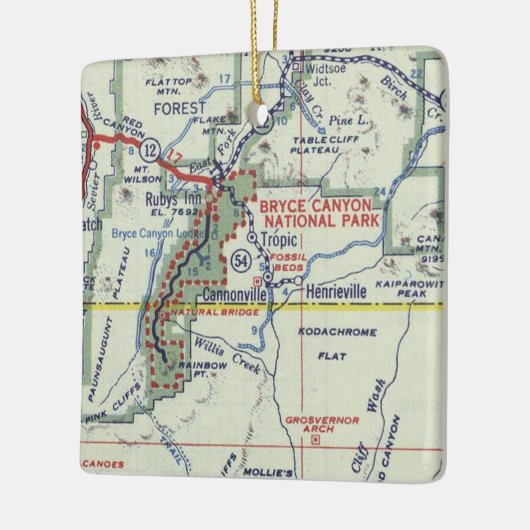 Bryce Canyon Retro Map Keramikornament (Links)