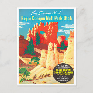 Bryce Canyon Vintage-Reisepostkarte Postkarte