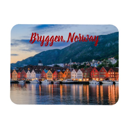 Bryggen Bergen Norway stylized Magnet (Horizontal)