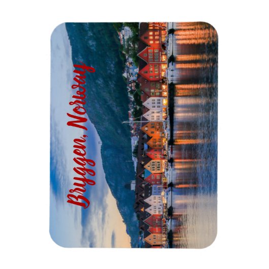 Bryggen Bergen Norway stylized Magnet (Vertikal)