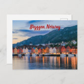 Bryggen Bergen Norway stylized Postkarte (Vorne/Hinten)
