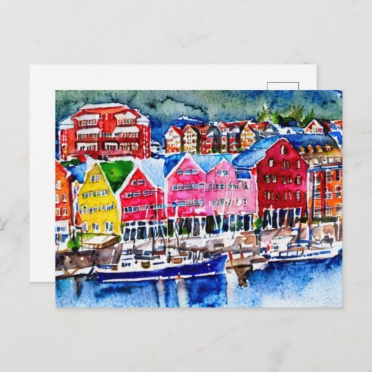 bryggen bergen postkarte (Vorne/Hinten)