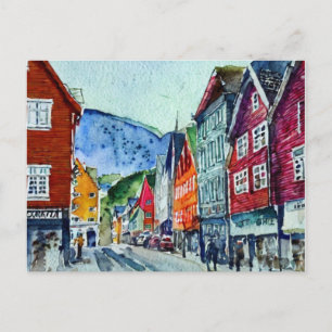 bryggen bergen postkarte