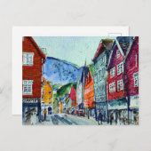 bryggen bergen postkarte (Vorne/Hinten)
