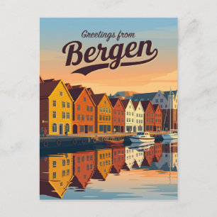 Bryggen Hanseatischer Kai Norwegen Postkarte